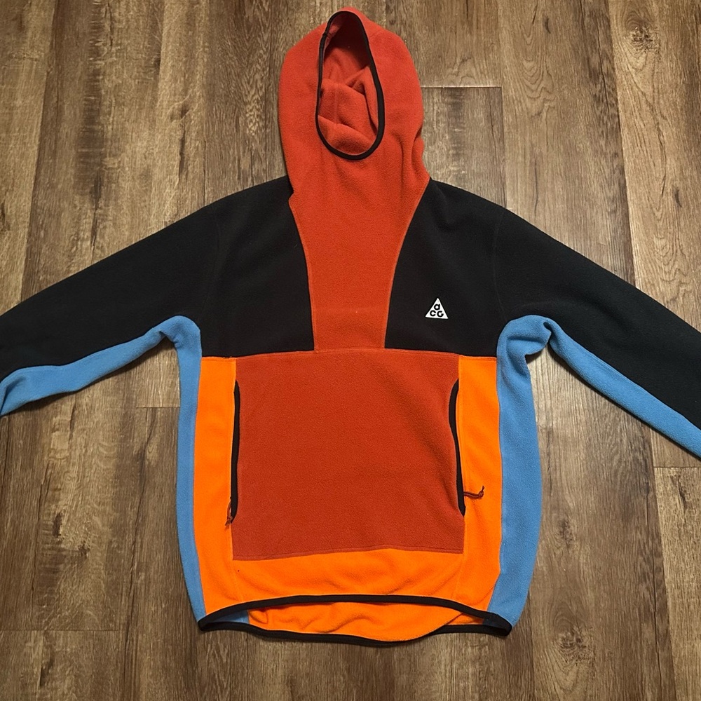 Nike ACG Men’s Turtleneck Fleece Hoodie - Orange/Red/Blue/Black